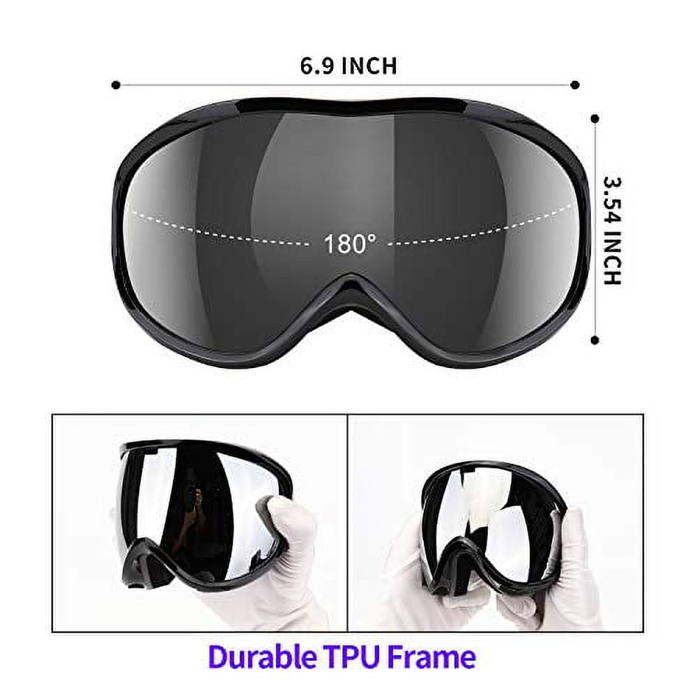 Supertrip Snow Protection for Double Ski Skiing Youth(Black) Snowboard Glasses The Lens Goggles UV 100% Goggles Anti-Fog Women Men Over