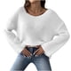 thumbnail image 3 of Suéter de cuello redondo para mujer, suéter holgado con hombros descubiertos y mangas acampanadas, suéter de cuello redondo para mujer, suéter para mujer, 3 of 3