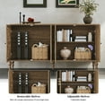 thumbnail image 5 of HLR 63"W Mid Century Accent Cabinets, Sideboards Buffets Cabinet with 4 Doors Storage for Dining Room, Brown, 5 of 9