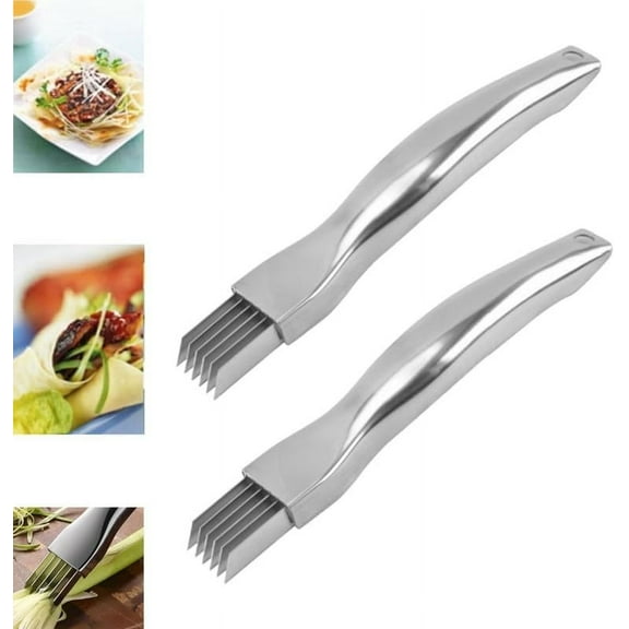 2025 New Shred Silk The Knife, Stainless Steel Chopped Green Onion Knife, Kitchen Vegetable Cutter Sharp Scallion Shredding Cutter Shred Knife Household Multifunctional Food Slicer Gadget