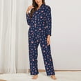 thumbnail image 2 of Fuzoiu Star Dog Paw Print Women's Long-Sleeved Pajama,Lounge Button Down Nightwear,Womens Notch Collar Pajama Set-Small, 2 of 7