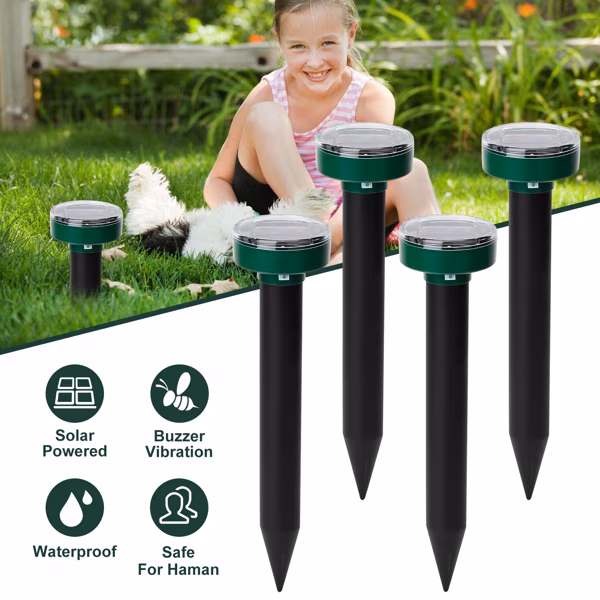 Green 4PCS, variant on 2 Pack Ultrasonic Rodent Chaser Rat Repellent, Pest Driver Mouse Control Squirrel Repeller with 4 Modes 4-65KHz Strobe Light 4 Timer. Coverage for Rodent Mouse Rats Squirrels Bats