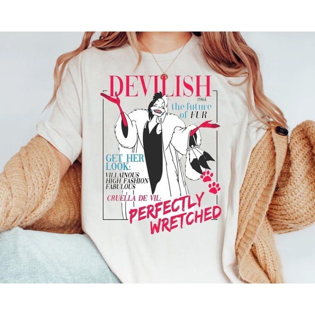 Disney Magazine Cover Cruella de Vil T-Shirt - comme sur l'Image - m