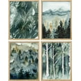 thumbnail image 2 of PixonSign Framed Wall Art Pastel Pine Trees Snowy Mountain Prints, Set of 4 Nature Wilderness Wall Décor, Modern Adhesive Canvas Posters for Living Room, Bedroom, Office - 8"x10" Natural, 2 of 5