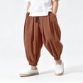 thumbnail image 2 of OSOLU Boys Harem Pants Casual Drawstring Solid Color Pleated Summer Lightweight Tapered Ankle-Tied Pants For Kids 2-14Y Trendy Trousers, 2 of 5