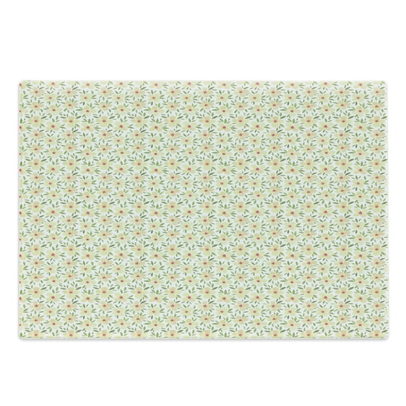 Floral Cutting Board, Watercolor Illustration of Little Flowers Leaves, Decorative Tempered Glass Cutting and Serving Board, in 3 Sizes, by Ambesonne