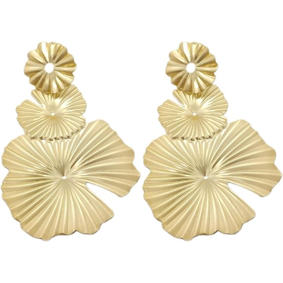 shiyou-Gold Statement Earrings for Women Chunky Gold Earring Sectored Geometric Earrings Irregular Earrings Exaggerated Statement Earrings Jewelry Gifts for Girls