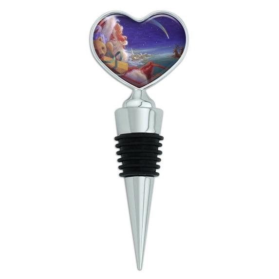 Christmas Holiday Santa Claus Night Sleigh Ride Heart Love Wine Bottle Stopper