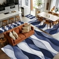 thumbnail image 4 of 4x6Ft Area Rugs Navy Blue Non-Skid Rubber Backing Large Rectangle Rugs - Living Room Bedroom Home Office, Modern Moire Abstract Ripple Geometric Indoor Floor Mat Carpets Washable Rug, 4 of 7