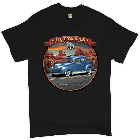 Tee Hunt Outta Gas on Route 66 T-shirt The Mother Road Retro Vintage Men's Tee