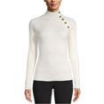 thumbnail image 1 of Anne Klein Womens Ribbed Pullover Sweater, Off-White, Large, 1 of 2