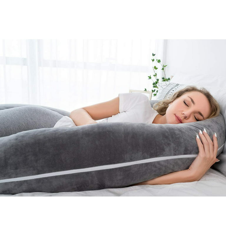 QUEEN ROSE Pregnancy Pillow with Velvet Cover-Maternity Body Pillow U  Shaped for