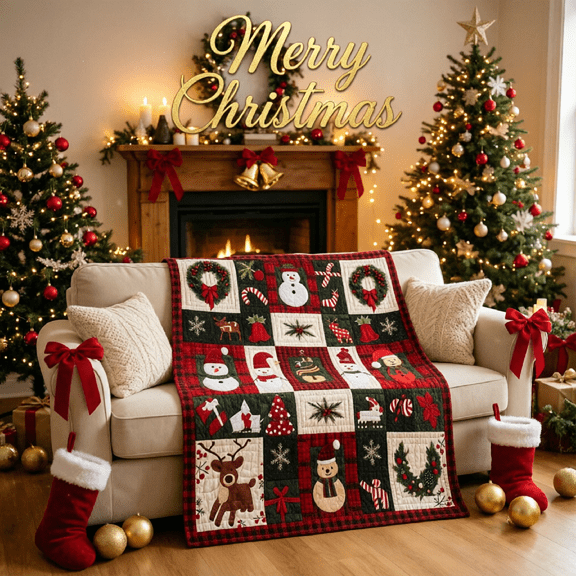 KKOUHVY Christmas Snowman Reindeer Plaid Throw Blanket, Soft Flannel Quilted Xmas Blanket, Holiday Decor for Gift Sofa Bed, 28x39 inch