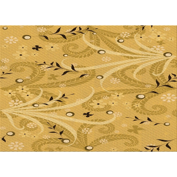 Ahgly Company Machine Washable Indoor Rectangle Transitional Saffron Yellow Area Rugs, 2' x 3'