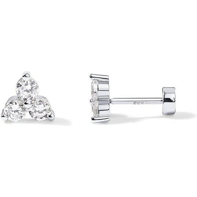 PAVOI 925 Sterling Silver Cubic Zirconia Flat Back Stud