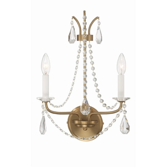 Crystorama Karrington 2 Light Aged Brass Wall Mount - 12.5"W x 18.5"H x 6.75"D