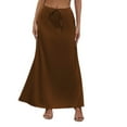 thumbnail image 3 of Robes Grande Taille Élégante Jupe en Satin Ceinturée Longueurs Longues Ample Décontractée Robe Femme Marron L, 3 of 4