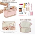 thumbnail image 5 of Cosmetic Bag Makeup Travel Bag Large Wide-open Quilted Make up Organizer Double Layer Portable Black, 5 of 9