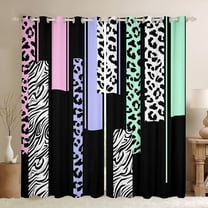 Castle Fairy Animal Print Curtains Pack of 2 (42x84 Each) for Kids Children Teens,Wildlife Leopard Zebra Curtains Blackout,Abstract Geometric Rectangle Stripes Bedroom Curtains,Luxury Bedroom Decor