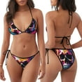 thumbnail image 3 of Naloa Colorful Skull Print Women Halter Bikini Set ,Two Piece Triangle Swimsuit,Tie Bathing Suit,Sexy Triangle Two Piece Swimwear, 3 of 5