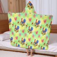 thumbnail image 5 of Rooster and Sunflower Green Pattern Hooded Bath Towel Wrap for Teens Ages 3 To 12, Soft Lightweight Quick Dry Microfiber Bath Beach Pool, 60"x35", 5 of 6