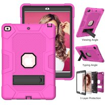 Dteck Case for Apple iPad 8th Generation 10.2-inch 2020 Released,Shockproof Kickstand Armor 3-Layer Protection Rubber Hybrid iPad 7th Gen 10.2" 2019 Case without Screen Protector Cover,Rose Black