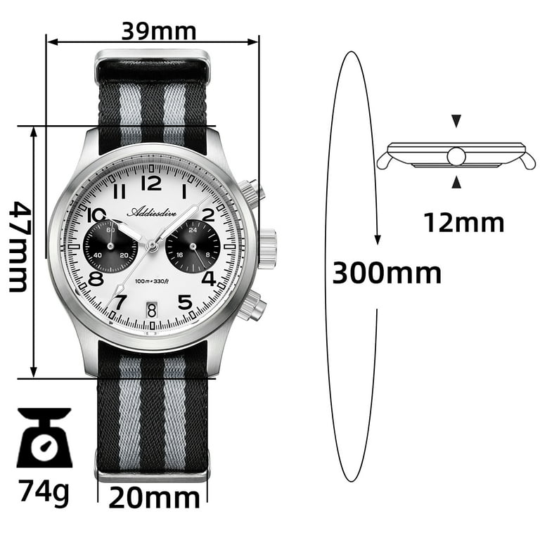 ADDIESDIVE Men's Chronograph Watch with Japanese VK64 Movement