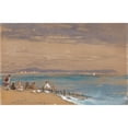 thumbnail image 2 of James Holland 24x17 Gold Ornate Framed and Double Matted Museum Art Print Titled - Beach Scene with Figures by a Breakwater (1861), 2 of 4