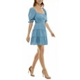 thumbnail image 3 of Trixxi SLATE Women's Juniors' Puff-Sleeve Tiered Fit & Flare Dress, US Small, 3 of 4