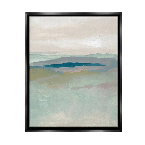 Stupell Industries Muted Abstract Beach Landscape Abstract Painting Black Floater Framed Canvas Art Print Wall Art, 17 x 21