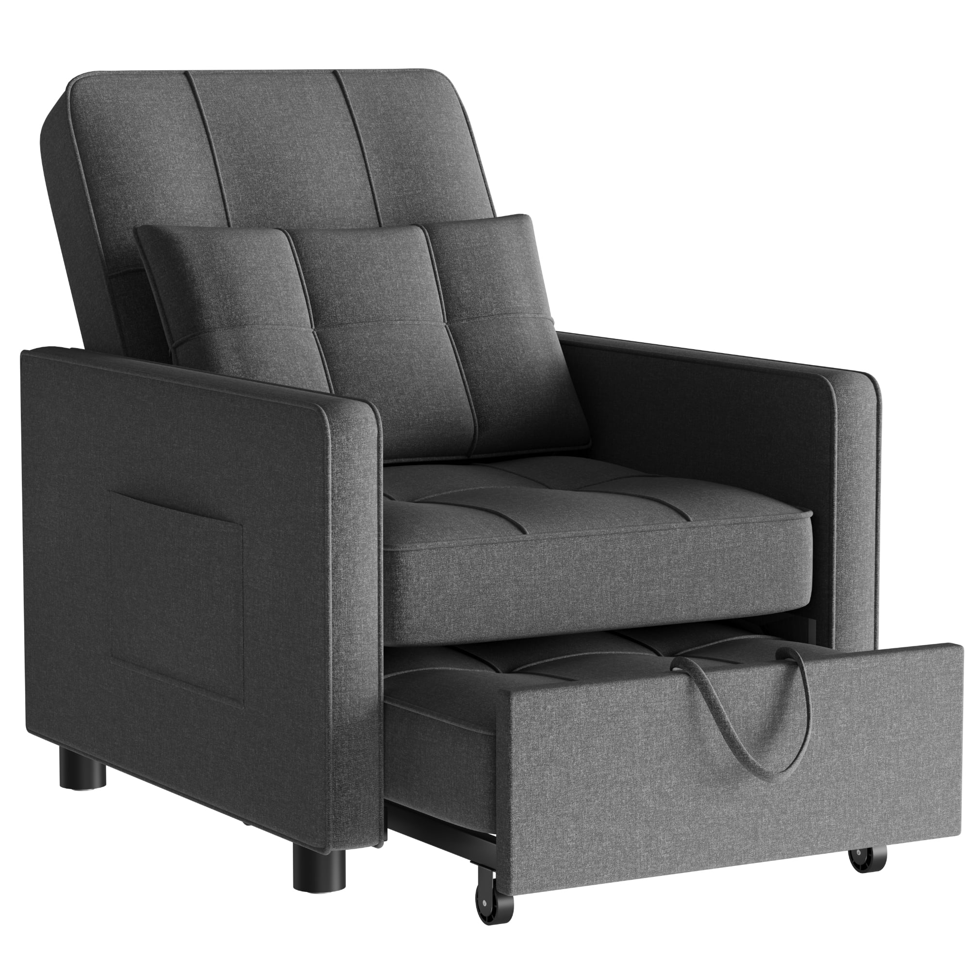 Homall Sleeper Sofa Chair Bed 3 in 1 Convertible Bed Chair Adjustable Sleeper Chair Pullout Sofa Bed,Black