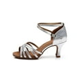 thumbnail image 3 of UKAP Laides Latin Shoe Ankle Strap Sandals Open Toe Dance Shoes Performence Lightweight Silver 7 cm 4, 3 of 3