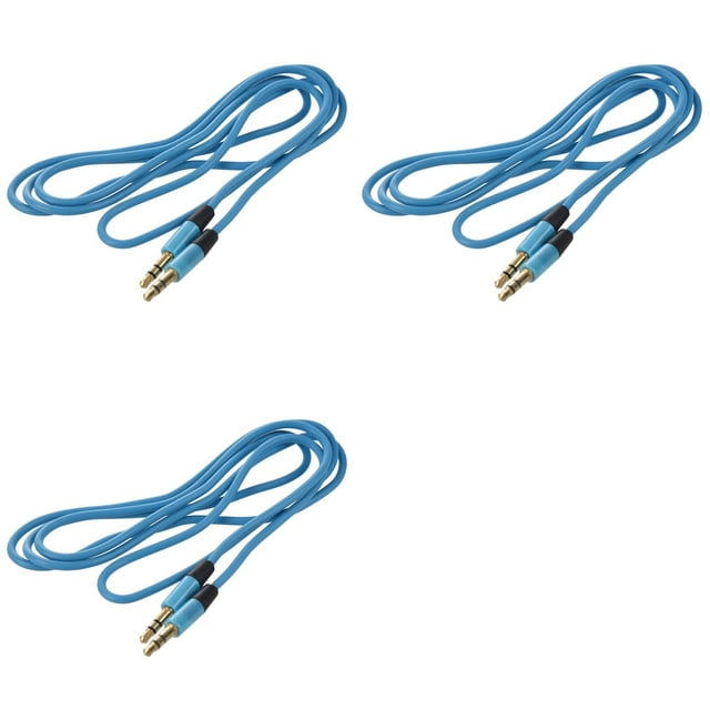 3X Cable Estereo de Audio de 3,5 mm Auxiliar Aux de Macho A Macho para PC para MP3 Coche (Azul)