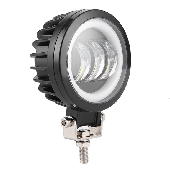 Luz de trabajo LED 6000K 30W Lámpara de ojos de ángel redonda impermeable para automóvil ATV Barco Vehículo todoterreno (luz blanca fría)