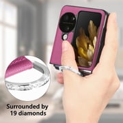 for Oppo Find N3 Flip Case with Ring, Slim PU Leather Protective Cover Phone Case Oppo Find N3 Flip ZH Black