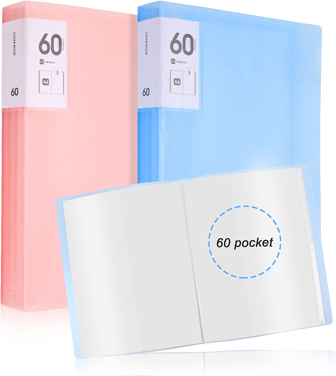 KissDate 60 Pocket Presentation Book with Clear Sleeves 2 Pcs