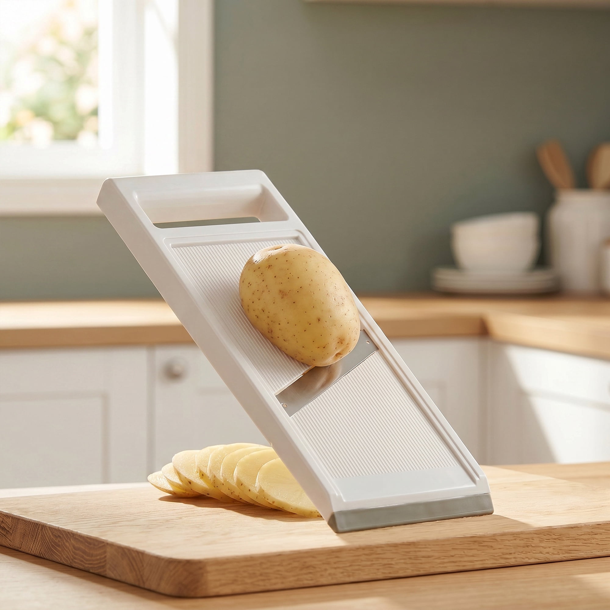 Mandoline Slicer for Kitchen, Vegetable Chopper Multifunctional Cutter for Potato Onion White 10.8" x 4.2"