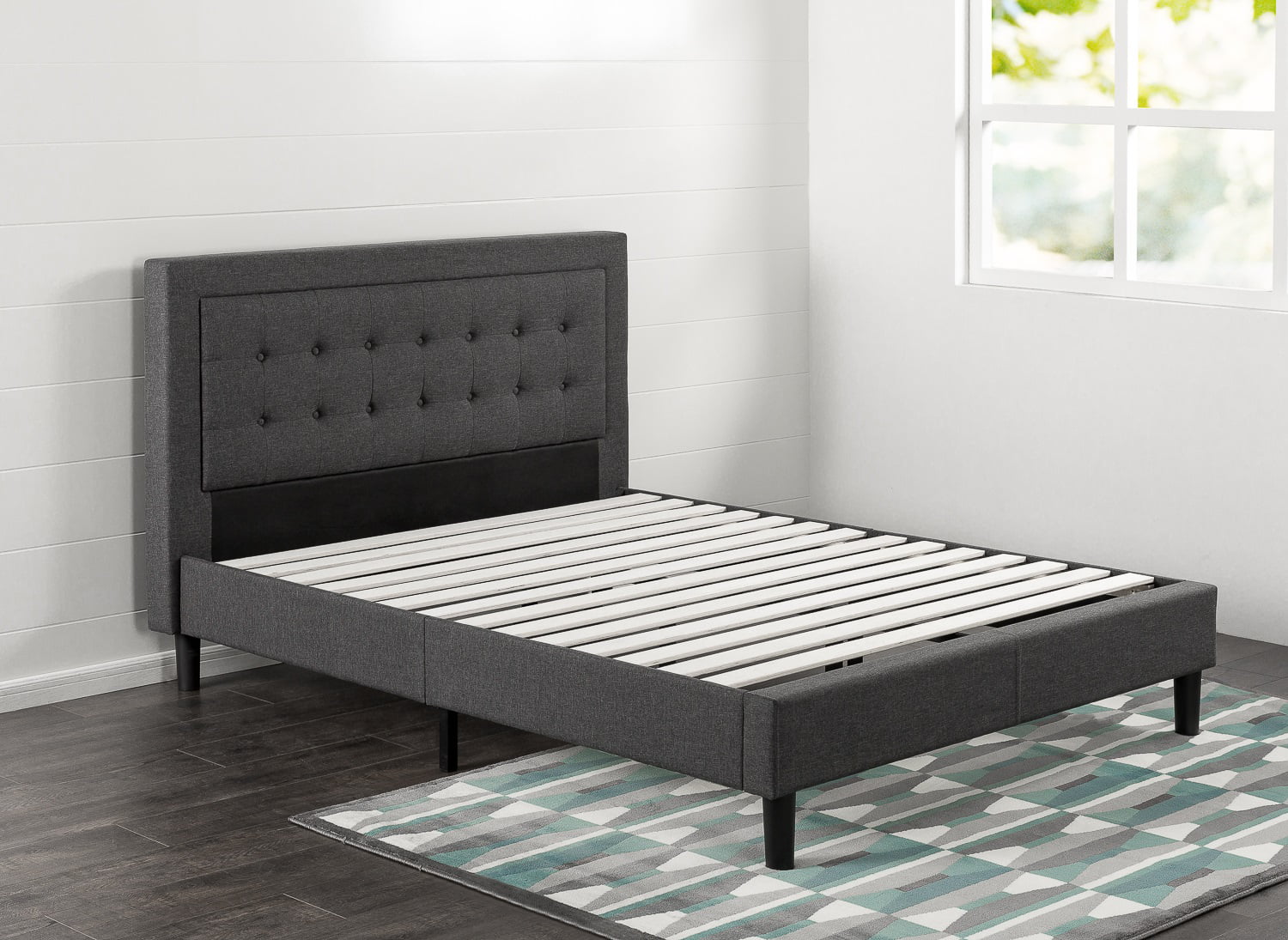 Beds Frames And Bases Zinus Upholstered Button Tufted Platform Bed With Wooden Slats Queen Beds