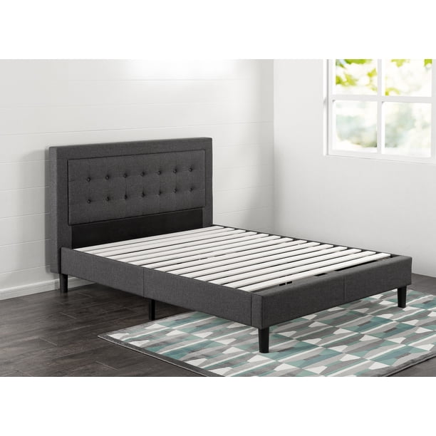 Zinus 43 Dachelle Upholstered Platform Bed Dark Grey Queen Walmart Com Walmart Com