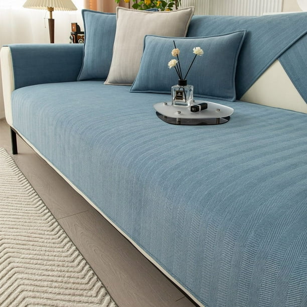 Herringbone Chenille Fabric Furniture Protector Sofa Cover, Modern Minimalism Couch Cover, Pets Loveseat Protector Sofa Covers for Furniture Cover Throw Sofa Slipcover
