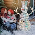 thumbnail image 4 of Costway 4 ft Iridescent Christmas Snowman with 100 White LED Lights Ground Stakes Zip Ties, 4 of 10