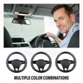 thumbnail image 3 of Carbon Fiber 15 Inch Non-Slip Steering Wheel Cover for Cars, 38cm 15in Car Steering Wheel Cover, Premium Black First Layer Cowhide, Sport Style, 3 of 8