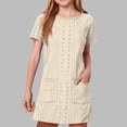 thumbnail image 2 of Posijego Girls Short Sleeve Dresses Crewneck Casual Mini Dress for Kids Girls Summer Beach Sundress with Pockets, 2 of 8