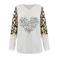thumbnail image 4 of Mujeres Casual Día de San Valentín Impreso Leopardo Patchwork O-cuello Encaje Manga larga Jersey Blusa Camiseta Tops Fridja hkj344, 4 of 4