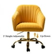 thumbnail image 5 of Velvet Office Desk Chair Makeup Vanity Table Chairs Adjustable Armchair Gold Legs Mustard, 5 of 11
