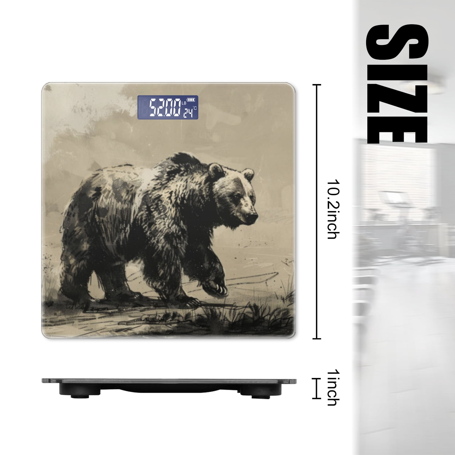 Bathroom Scale, Highly Accurate Digital Body Scale,Precisely Measures Weight up to 400 lbs-Grizzly Bear Walking In The Wild