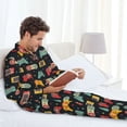 thumbnail image 6 of Naloa Retro Video Game Men’s Pajamas Set - Long Sleeve Button Down Sleep Shirt and Pajama Bottoms Sleepwear Set-Large, 6 of 7