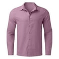 thumbnail image 5 of WREESH Men's Fashion Shirts Turndown Collar Long Sleeve Tops T-Shirt Summer Printing Button Shirt Sweartshirt Pink, 5 of 6