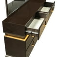 thumbnail image 5 of 5 Piece Queen Bedroom In Warm Brown - Modern Design With Led Lighting, Platform Bed, 6 Dresser, Mirror, Nightstand, Chest 5 Setup Rich Brown,, 5 of 6