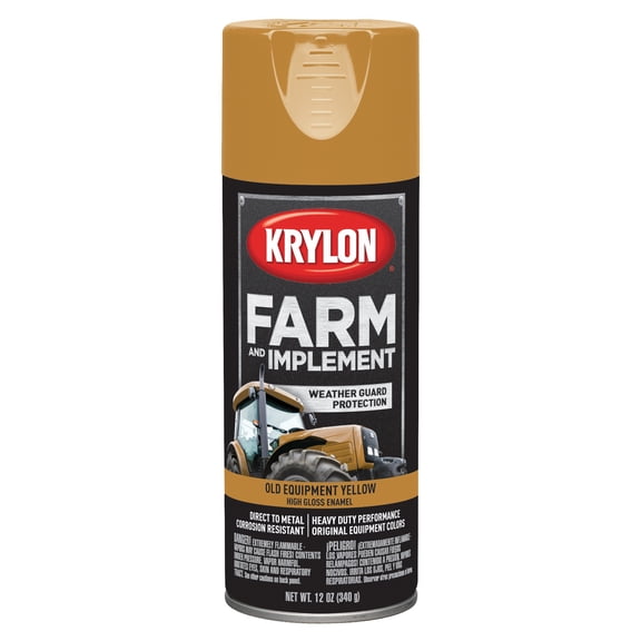Krylon Farm & Implement Spray Paint, High Gloss, Old Equipment Cat Yellow, 12 oz.